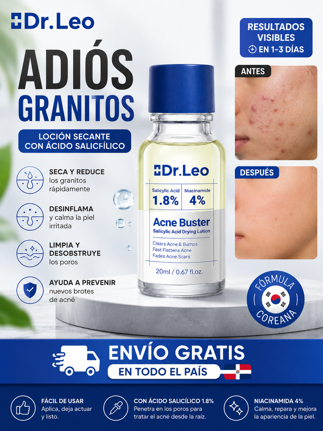 Loción Anti-Acne Seca los granos visibles