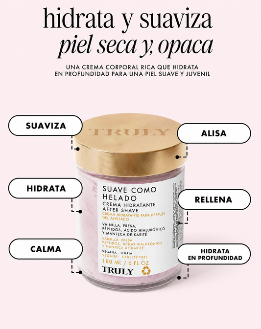 CREMA TRULY - Despídete de la resequedad y disfruta una piel más suave después de afeitarte.