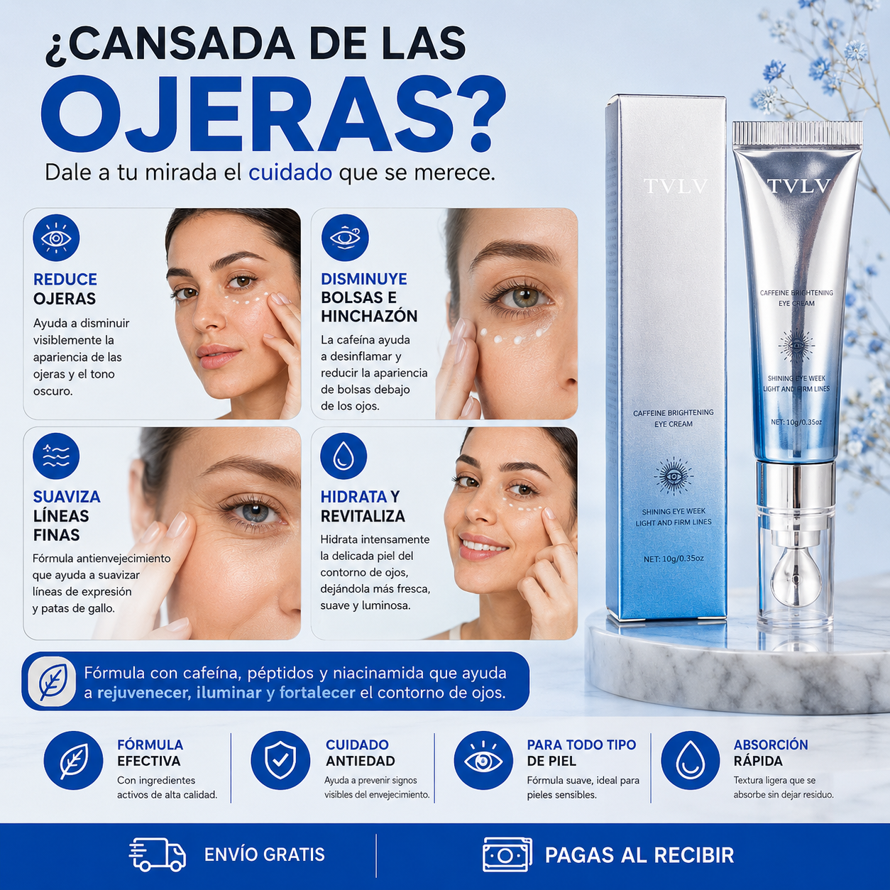 Anti-Wrinkle Eye - Elimina las Ojeras, Antienvejecimiento  Reduce la Hinchazón, Repara las Arrugas